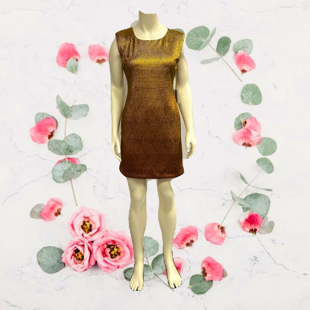 NWT AS YOU WISH gold METALIC MINI DRESS IN SIZE MEDIUM